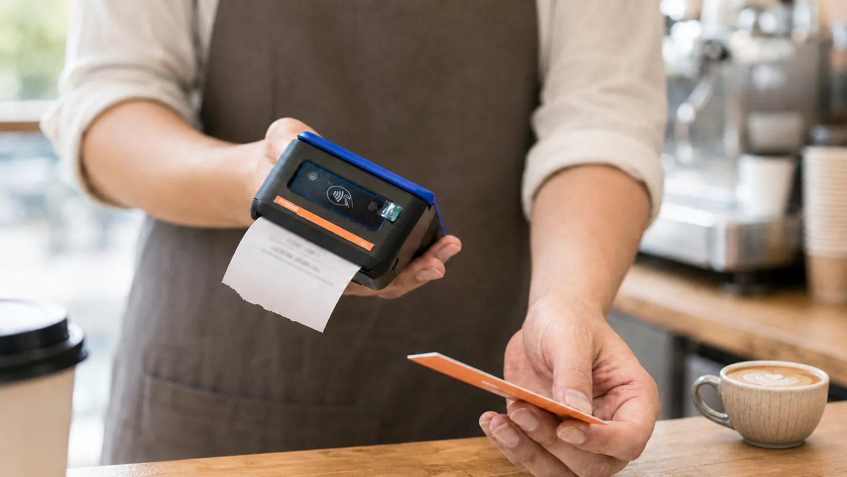 Paying at a coffee shop